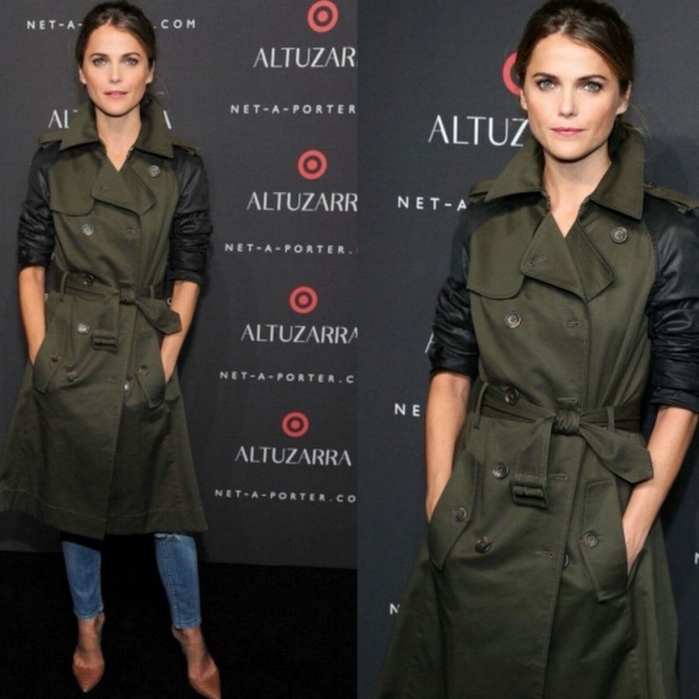 Altuzarra Women's Olive Trench Coat with Black Sleeves